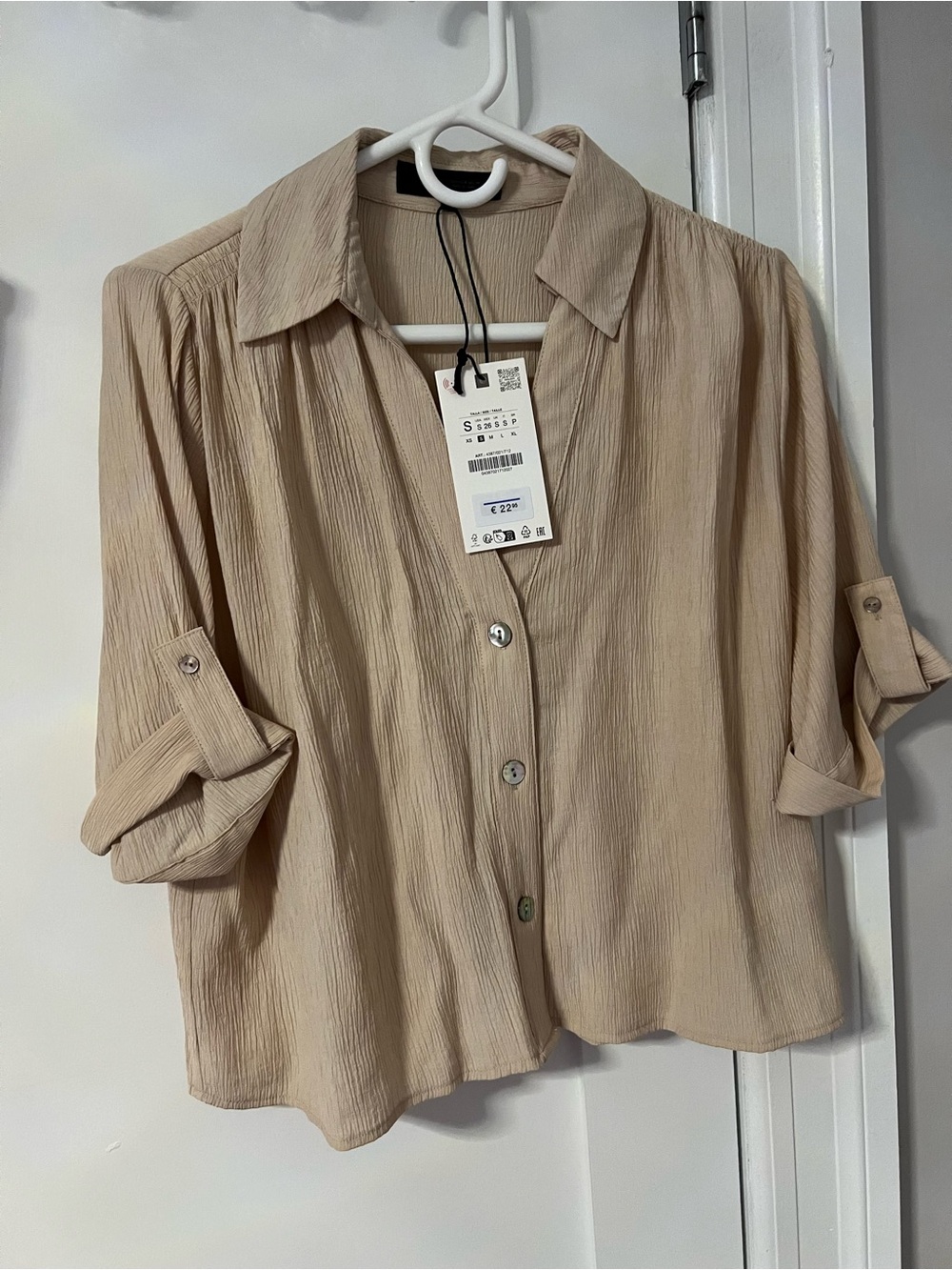 Zara Light Beige Set Button-Front Women's Shirt and pants